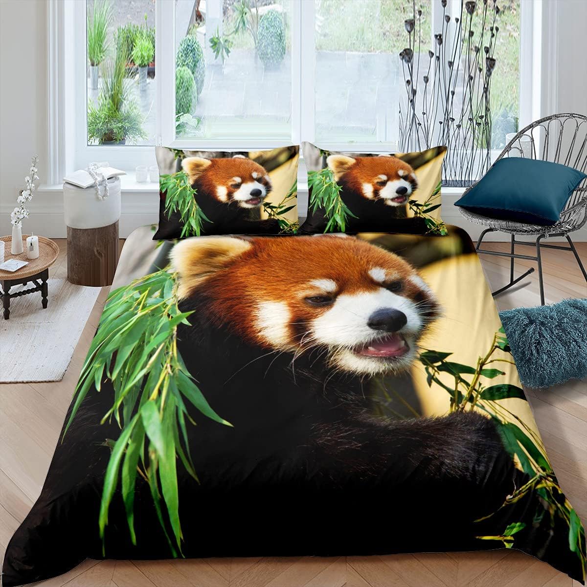 Rodths Panda Duvet Cover Queen Size Sets 3 pcs, Easy Care Soft Brushed Microfibre Quilt Covers with Zipper Closure, 2 Pillowcases