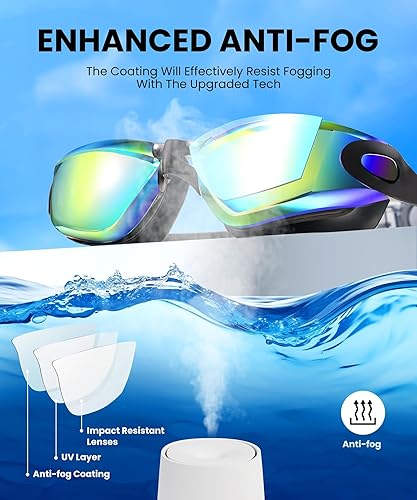 Miniatura 2 de Paquete de 3 gafas de natación sin fugas, antiniebla, UV, para adultos, hombres, mujeres y jóvenes