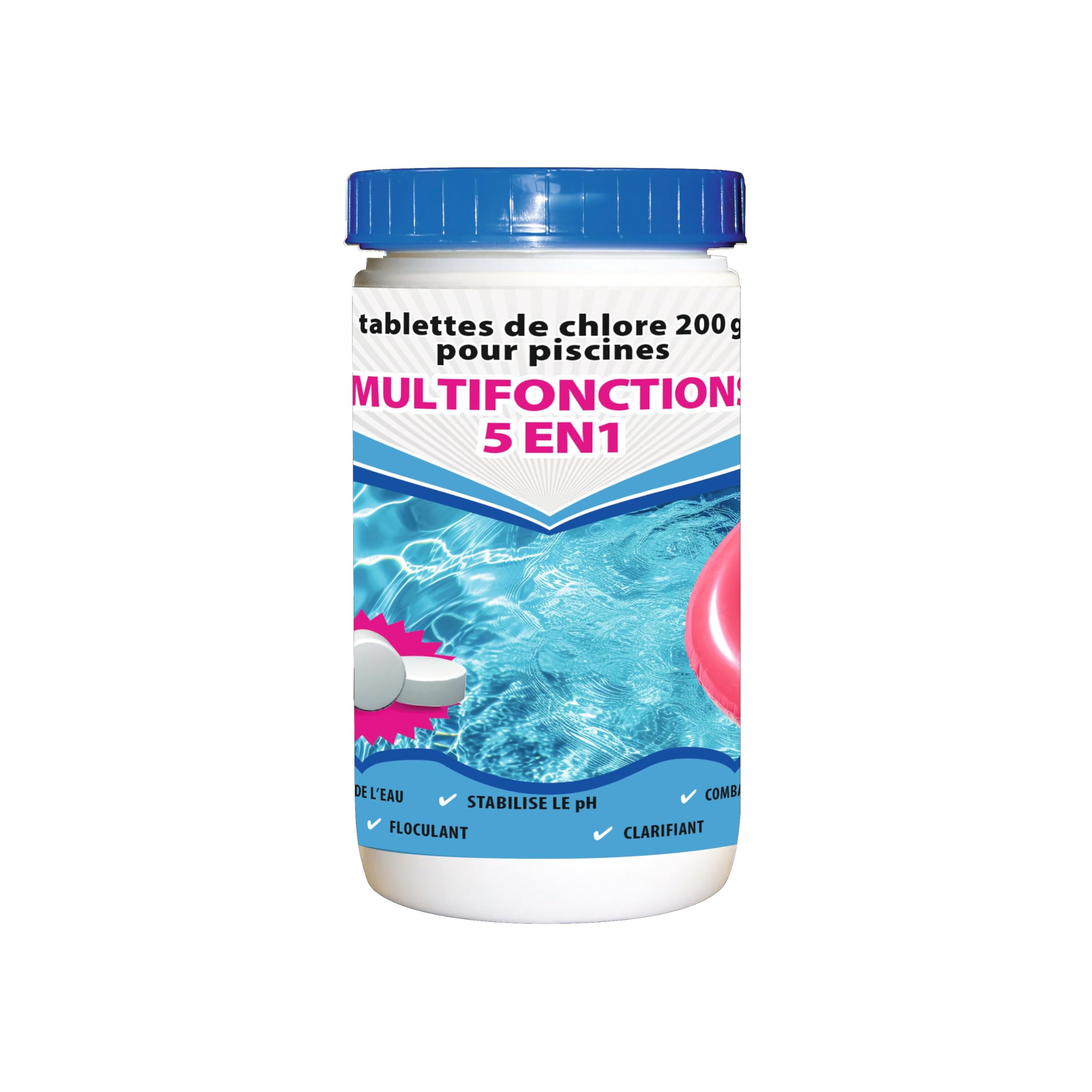 BSI Chlore Multifonctions 5 en 1 - Désinfectant, Anti-Algues et Clarifiant - Idéal pour Piscine et Spa - Galets 200g - 1