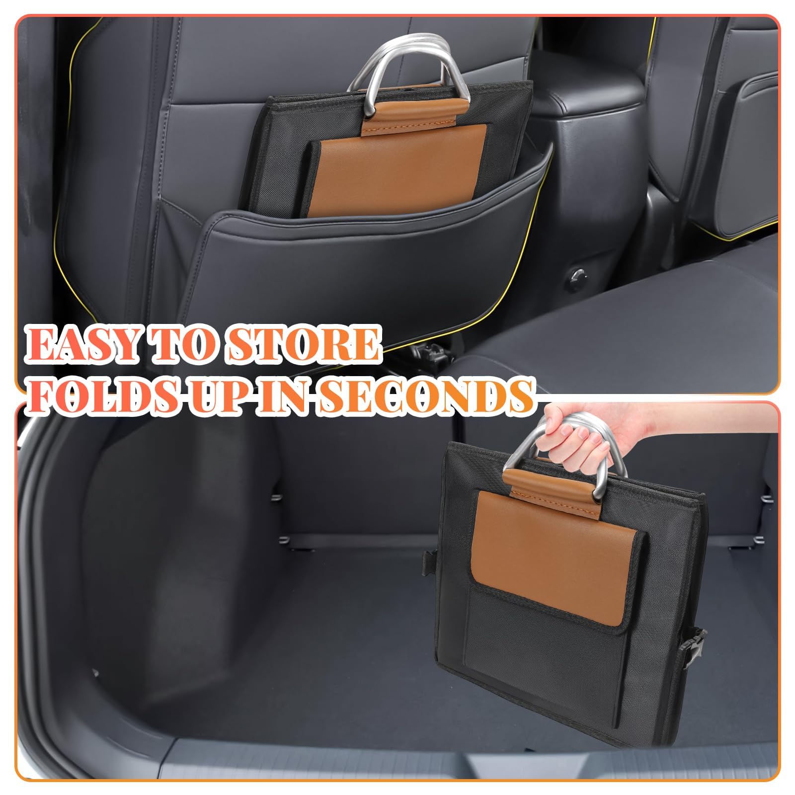 Kofferraumtasche Kofferraum Organizer mit Deckel, Autobox Auto Tasche Wasserdicht Zusammenklappbarer mit Aluminium Griffe Oxford Gewebe 1680D, 36L Großvolumen, Schwarz (S)