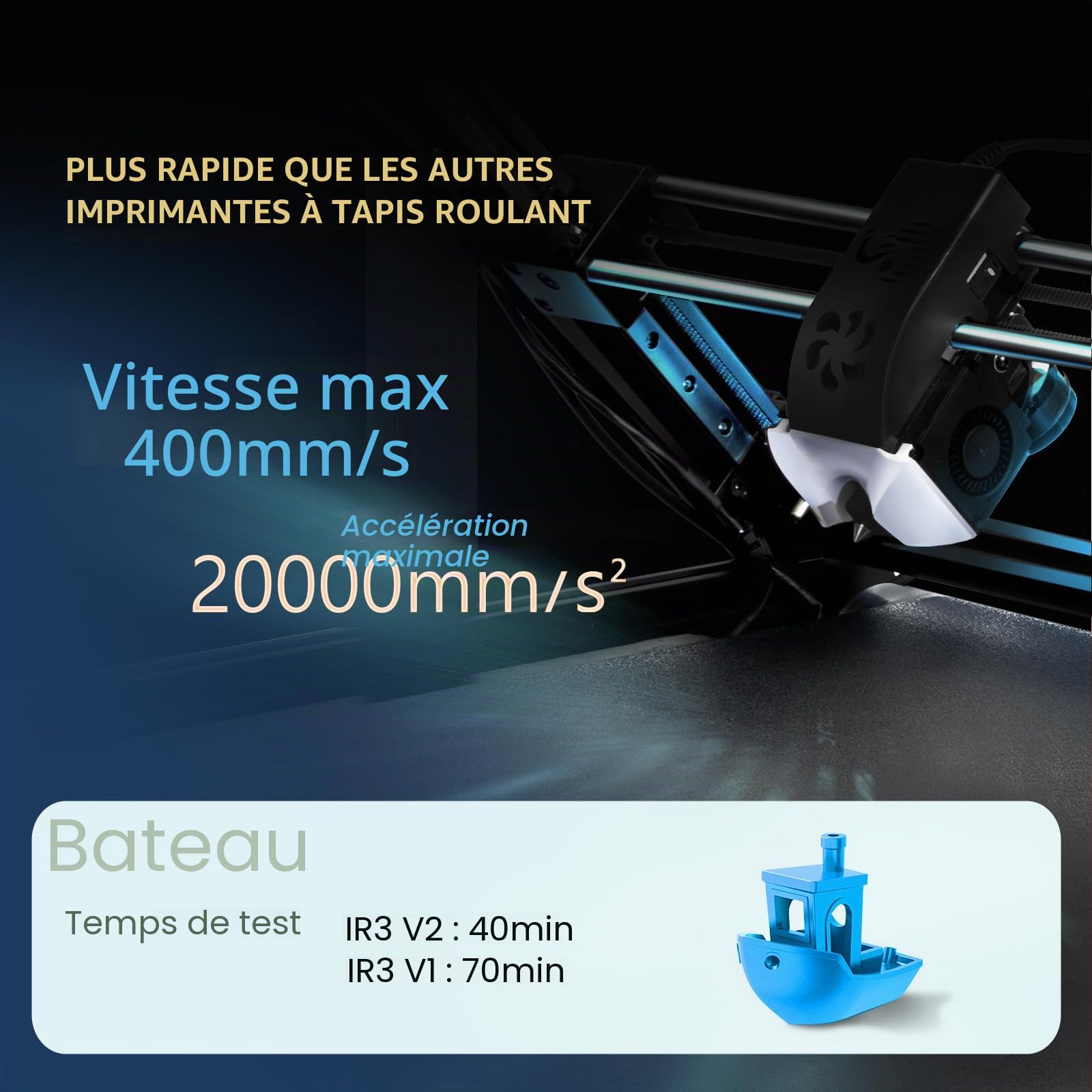 IdeaFormer Imprimante 3D IR3 V2 avec convoyeur, 250×250×∞mm Ceinture Infini Z Métal Machines à écrire 3D Longue, Empilage et Grand Modèle, Max 400mm/s