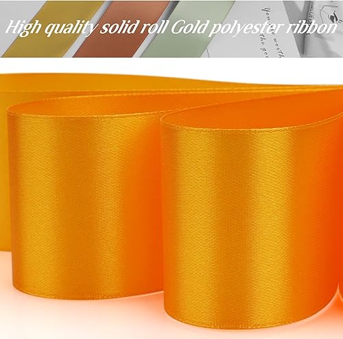 Miniatura 252 de Cinta de oro rosa de 1-1/2 pulgadas, para envolver regalos, 50 yardas, corona de fiesta de boda, costura, accesorios para el cabello, decoración