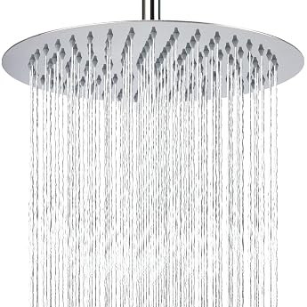 30 cm Rain Shower Circular High Pressure Shower Head Made of 304 Stainless Steel Comfortable Shower Experience Even at Low Water Pressure Can be Installed on the Wall or Ceiling 30 cm