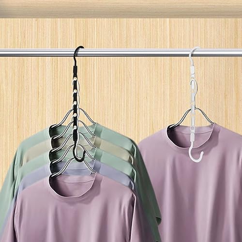 Miniatura 7 de Daily Treasures 12 perchas que ahorran espacio con 10 ganchos de conector para colgar, perchas mágicas que ahorran espacio, perchas de ropa para