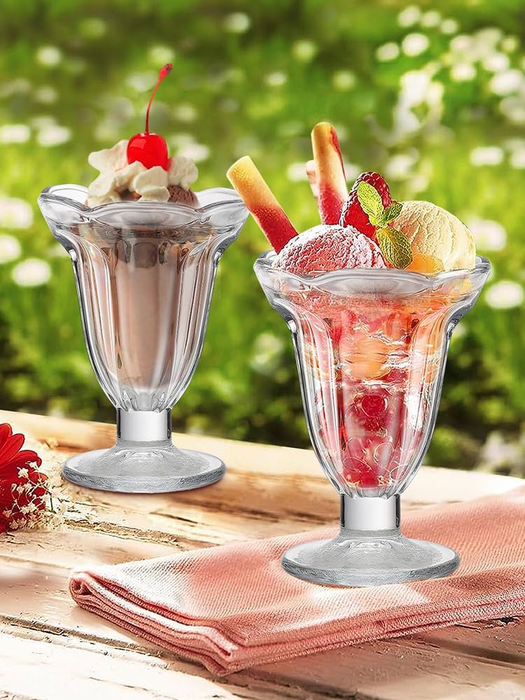 送料無料 ビンテージ カットガラスサンデーカップ5客 気泡有