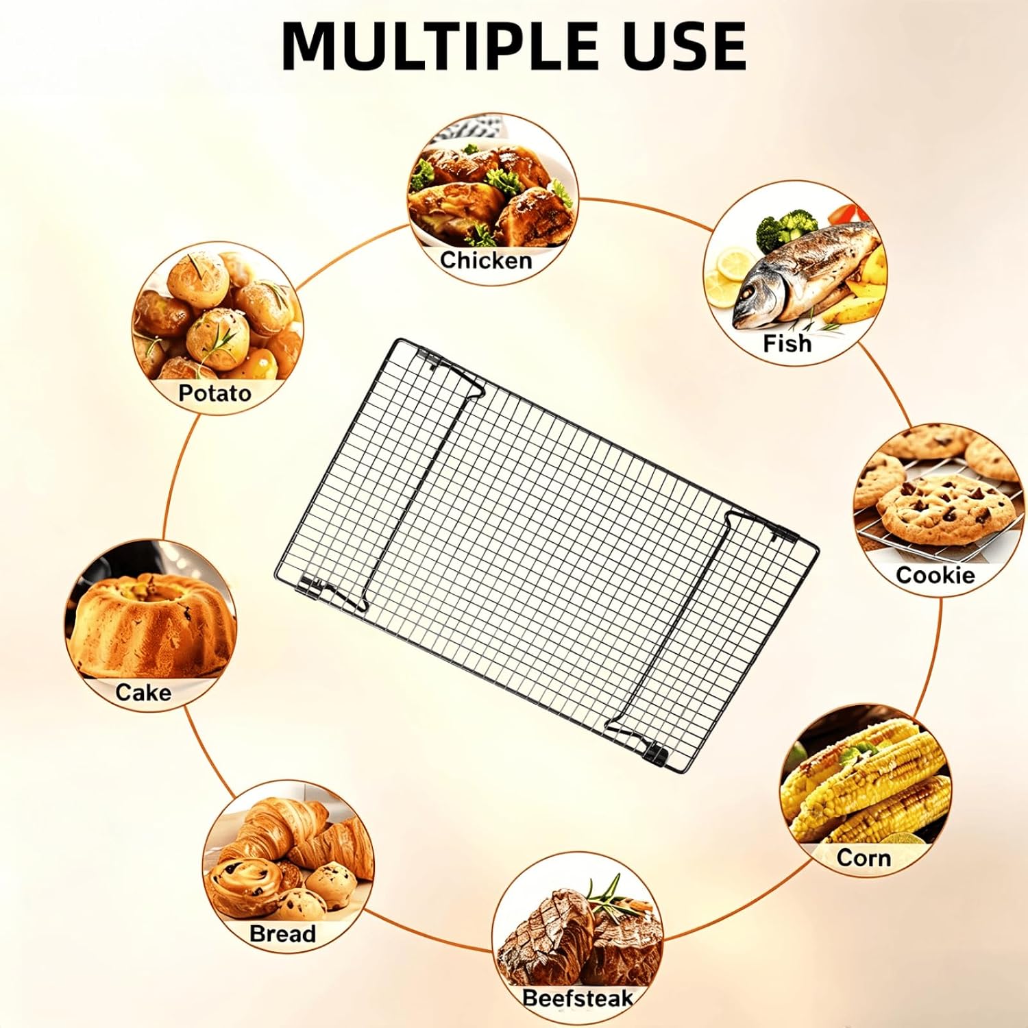 Lanxiu Cooling Racks for Cooking and Baking, 3 Pcs Wire Cooling Rack(Black)