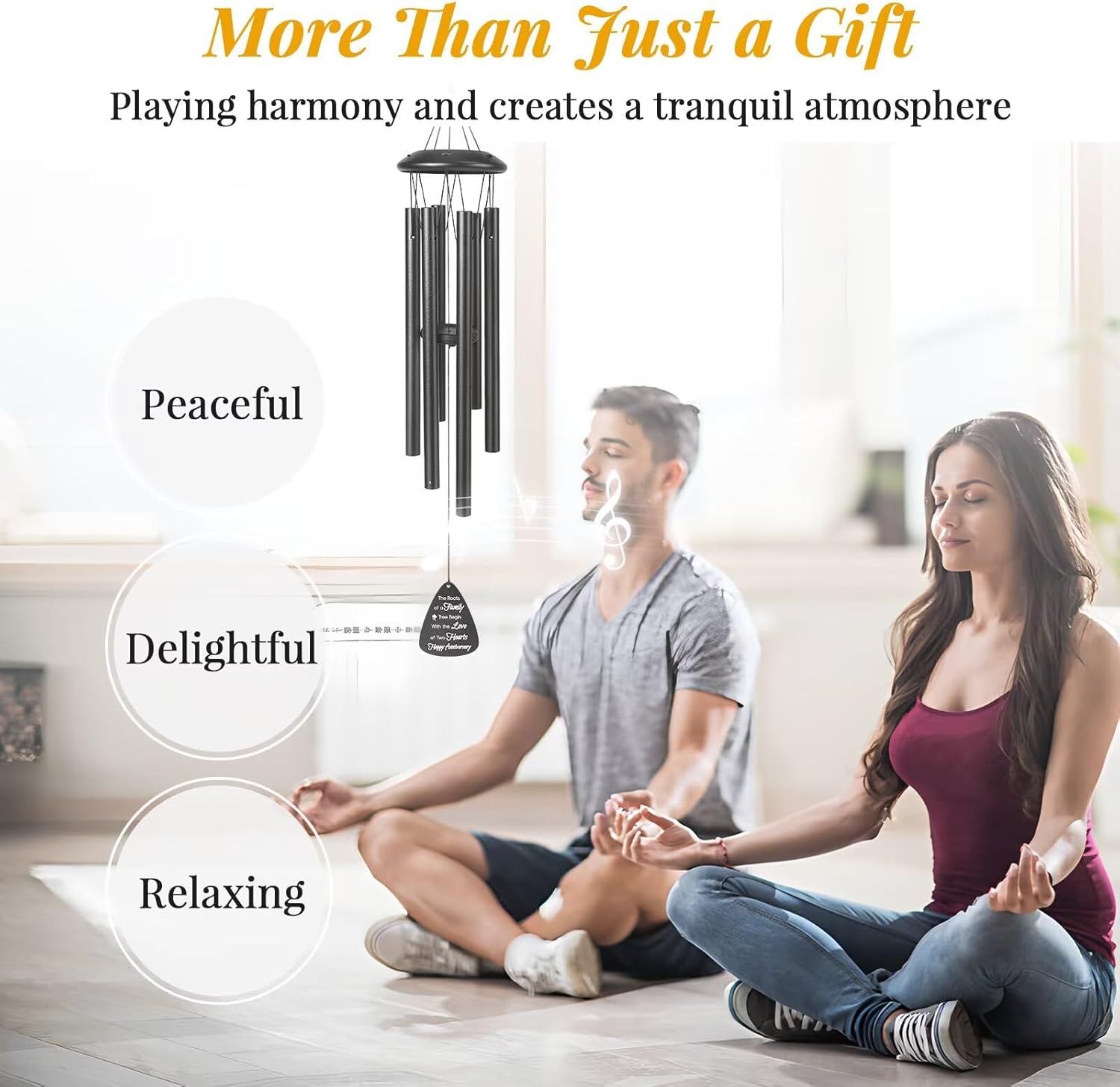 30th Anniversary Wind Chimes Gifts for Men Women,Romantic 30 Year Anniversary for Couples, Wife, Husband, Parents, Friends, 30th Wedding Gifts Idea of Happy Anniversaries Decorations,Black