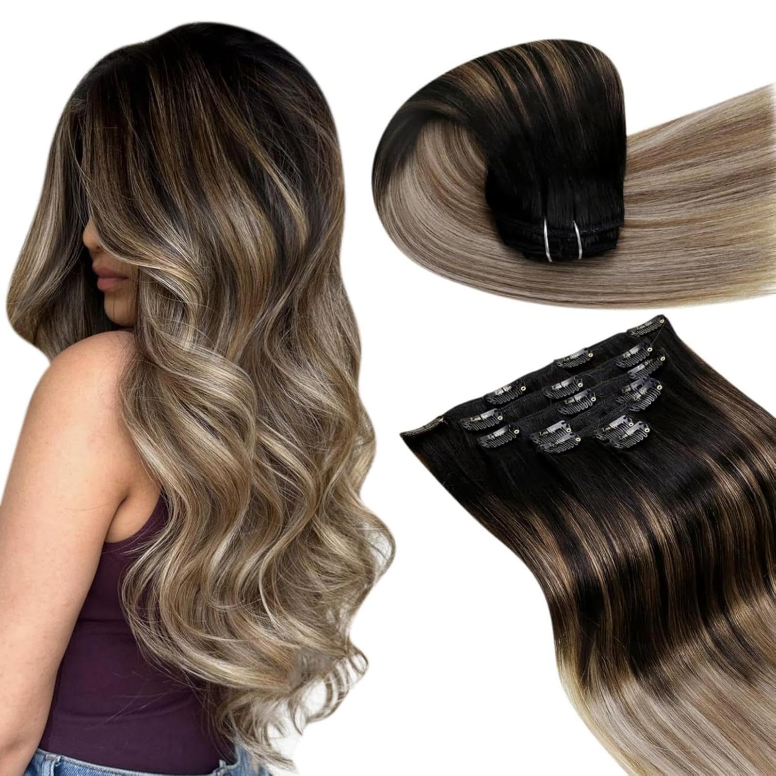 LaaVoo Extensions Echthaar Echt Haar Extension Clip Haarverlängerung Echthaar