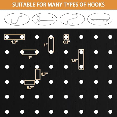 Miniatura 4 de VINGLI Tablero de clavijas independiente con patas de apoyo, organizador de tablero de exhibición de madera de 5 pies, pantalla de privacidad