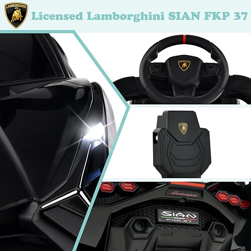 Miniatura 4 de OLAKIDS Lamborghini SIAN - Automóvil de empuje 3 en 1, con licencia para bebés con ruedas universales, barandillas extraíbles con mango de control