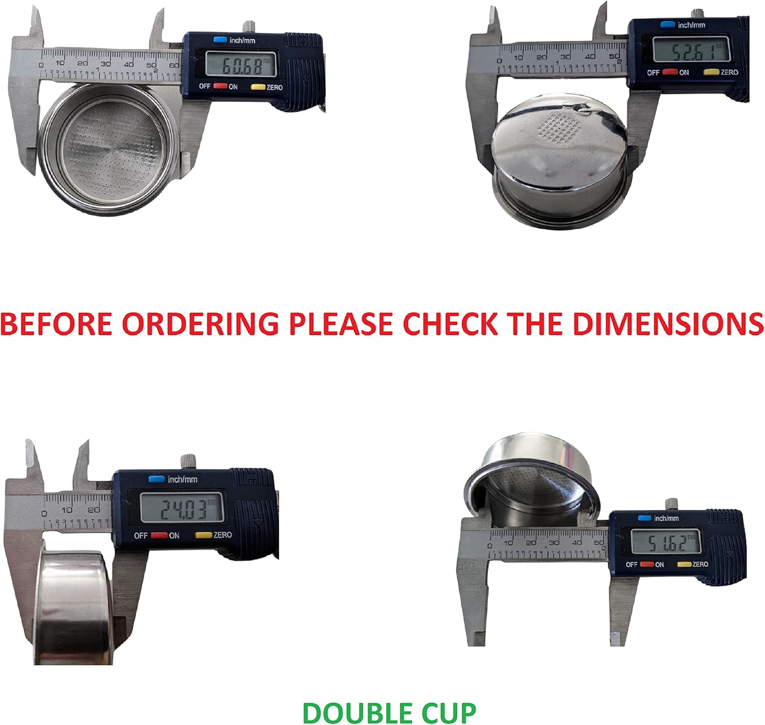 DAVIX [Set of 2] PRESSURIZED 51 mm Filter Basket for Breville Cafe Roma ESP8XL & Cuisinart EM-100, Reusable Stainless Steel Double Wall, Single Cup + Double Cup