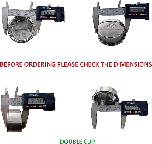 Miniatura 5 de DAVIX [Juego de 2] Cesta de filtro prensada de 2.008 in para Breville Cafe Roma ESP8XL y Cuisinart EM-100, doble pared reutilizable de acero