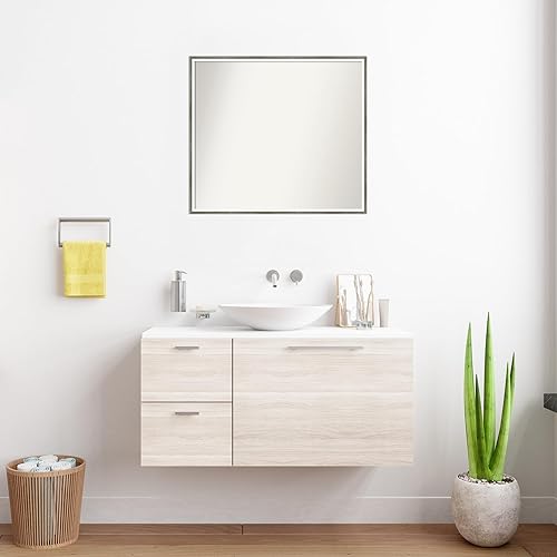 Miniatura 5 de Amanti Art Espejo personalizado, espejo de baño blanco plateado Lucie, espejo de pared o espejo de tocador de baño sobre el fregadero (24.25 x 27.25