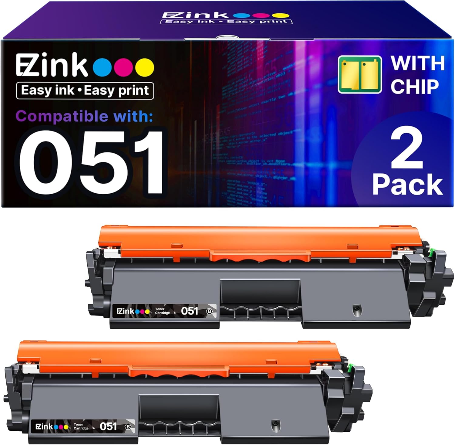 E-Z Ink 051 Toner Cartridge Black Replacement for Canon 051 Toner Cartridge 051H CRG-051 to Use with Canon ImageCLASS MF260 MF267dw MF269dw MF264dw MF264dwii LBP162dw LBP161dn LBP160 (Black, 2-Pack)