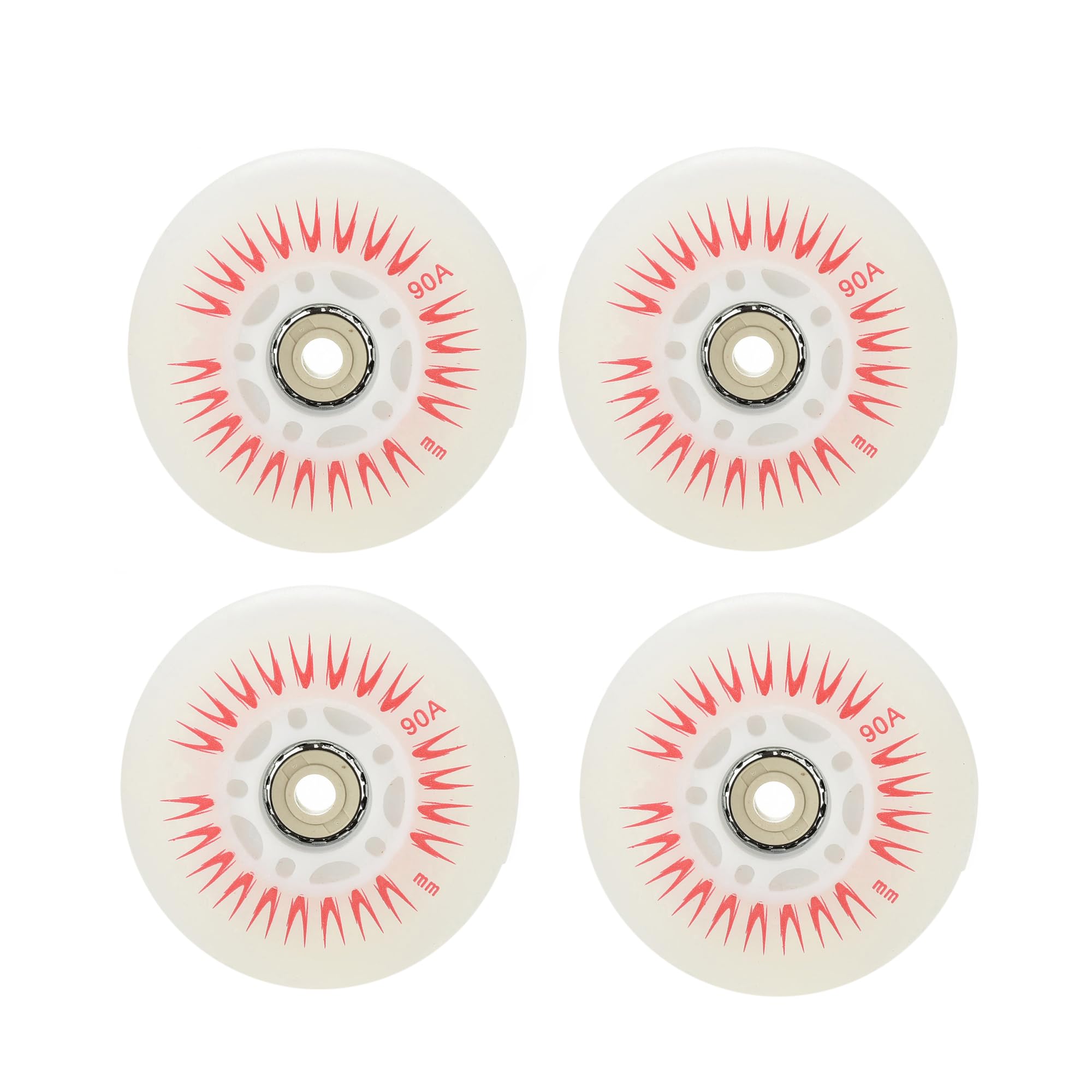 JCXYL EV 4 Packs Light Up Inline Skate Wheels, 60/62/ 64/68/ 70/72/ 76/80/ 90/ 110mm Luminous Flash Inline Roller Skate Replacement Wheel with Bearings,Red,80mm