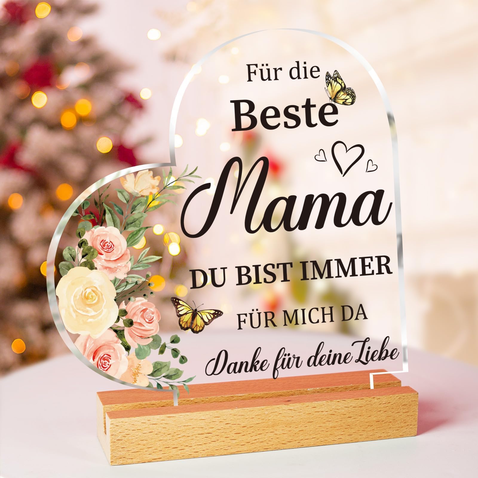 Mama Geschenk – Holz-Untersetzer Mit Persönlicher Botschaft, 10 X 10 Cm, Für Muttertag, Geburtstag & Weihnachten