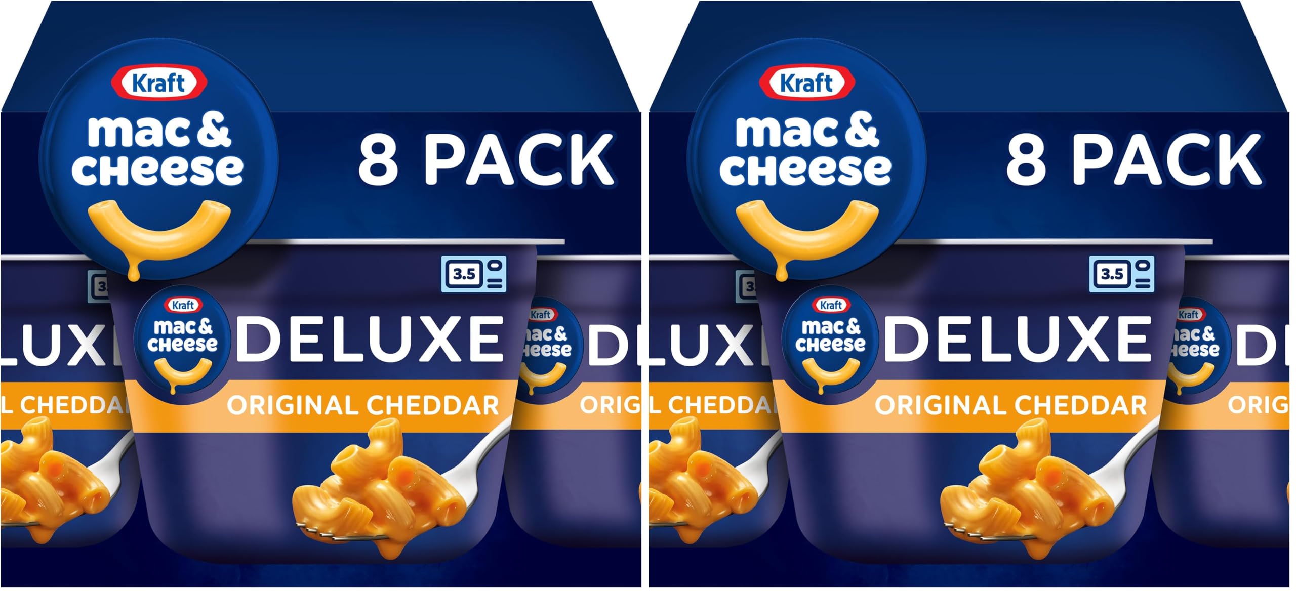 Kraft Deluxe Original Macaroni & Cheese Easy Microwavable Dinner (8 ct Box, 2.39 oz Cups) (Pack of 2)