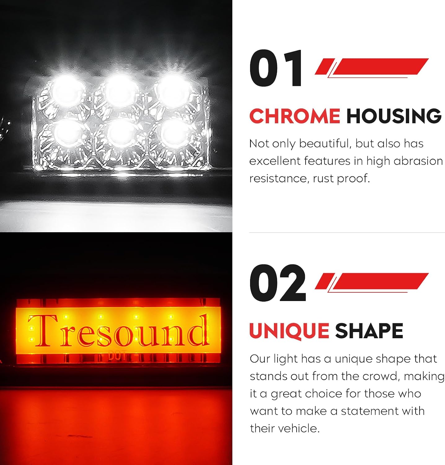 Tresound Led 3rd Cargo Brake Light for 88-99 Chevy & GMC C1500 K1500, 88-00 Chevy & GMC C2500 K2500 C3500 K3500, 94-98 Chevy Silverado, 92-93 Chevy Blazer Third Center High Mount Stop Lamp