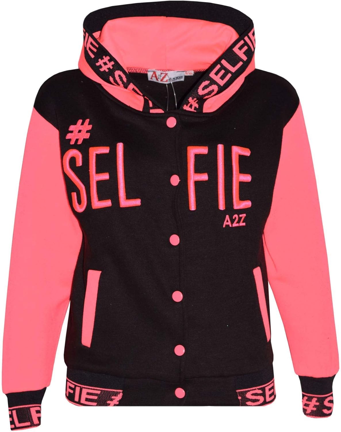 Kids Girls Boys Tracksuit Designer #Selfie Embroidered Top & Bottom Jogging Suit