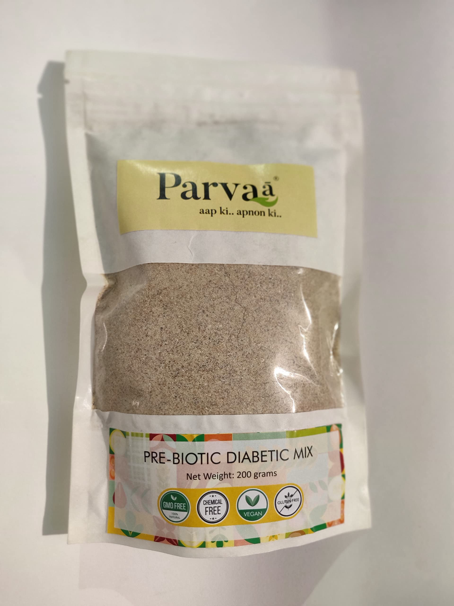Pre-Biotic Diabetics Mix by Deeba's Parvaa100% Natural-Gluten Free Made with Care Using PPE Great Diabetes Helps Digestion Rich in Protein Omega 3-Add 200gm Roti Flour- Pack Size 200 gm