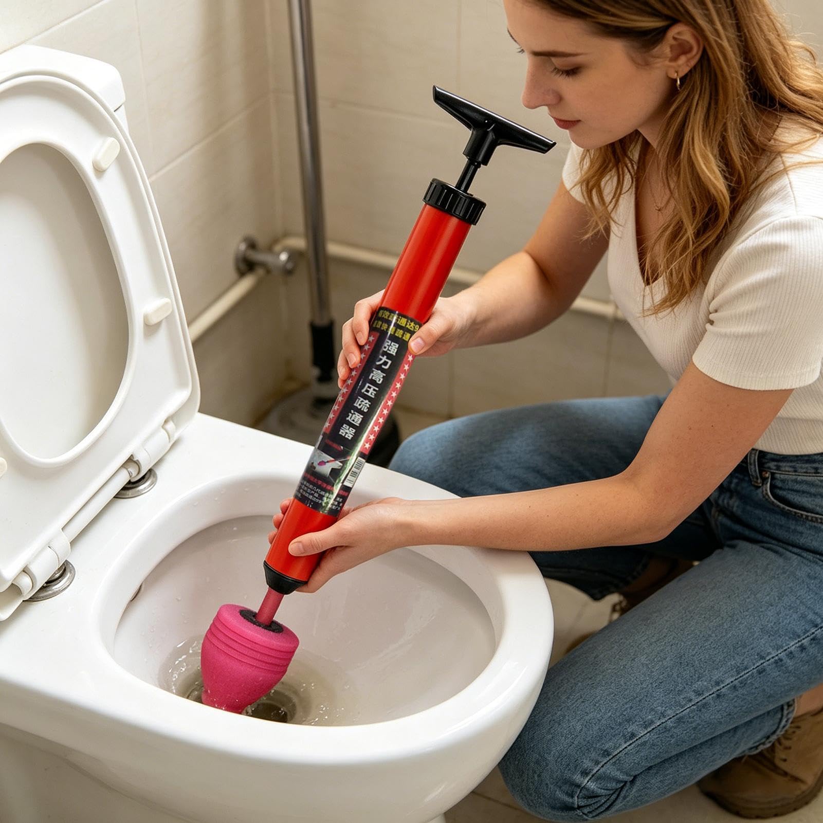 Verstopfte Toilette Wiederverwendbarer Hochdruck-Rückschlagkopf | Hochleistungs-Toilettenentstopfer Für Zuhause, Badezimmer, Waschküche, Wohnung, Garage, Wohnheim, Büro, Spüle, Abflussrohr