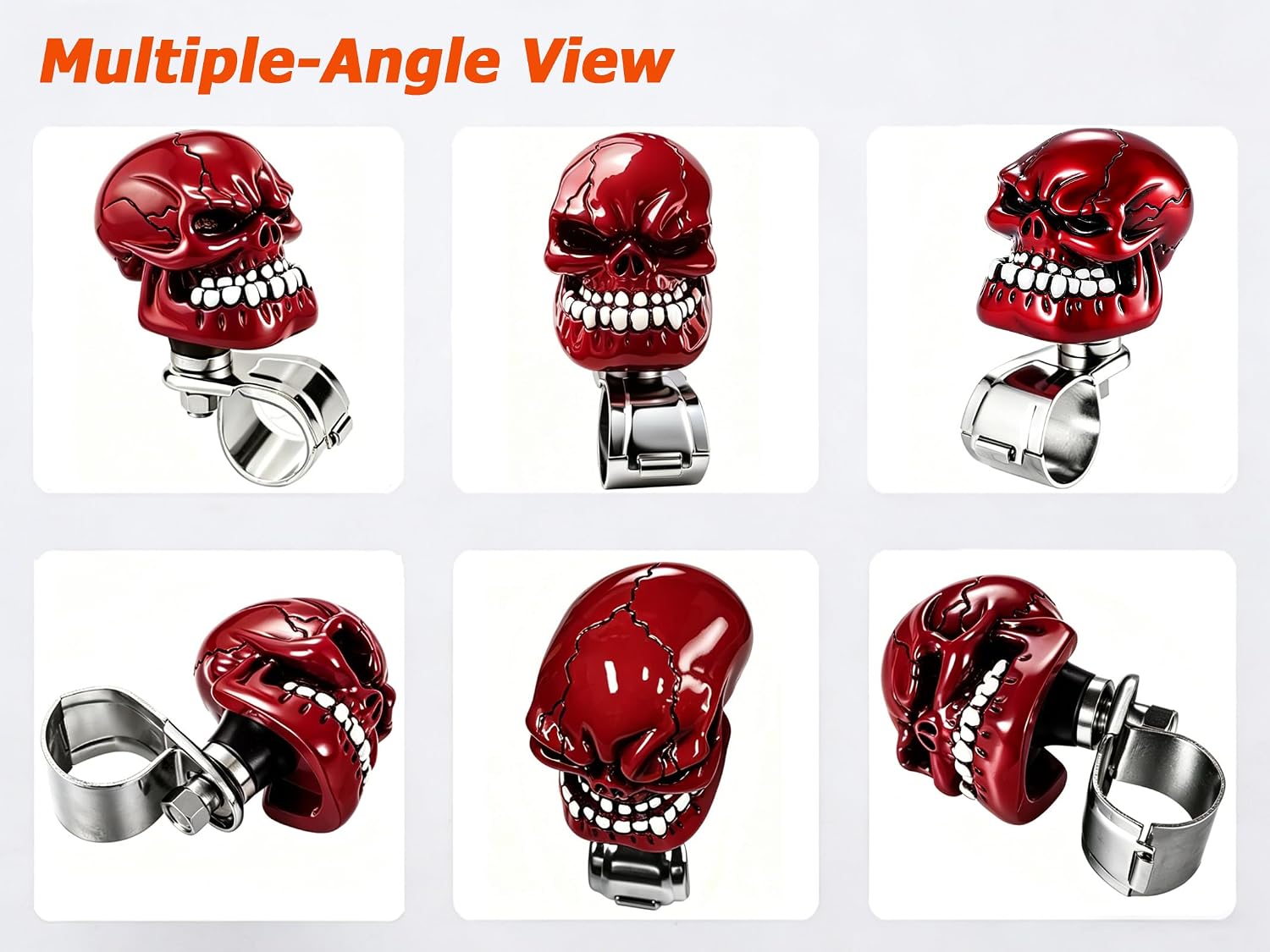 Big Skull Head Steering Wheel Suicide Spinner Knob Power Handle image 2