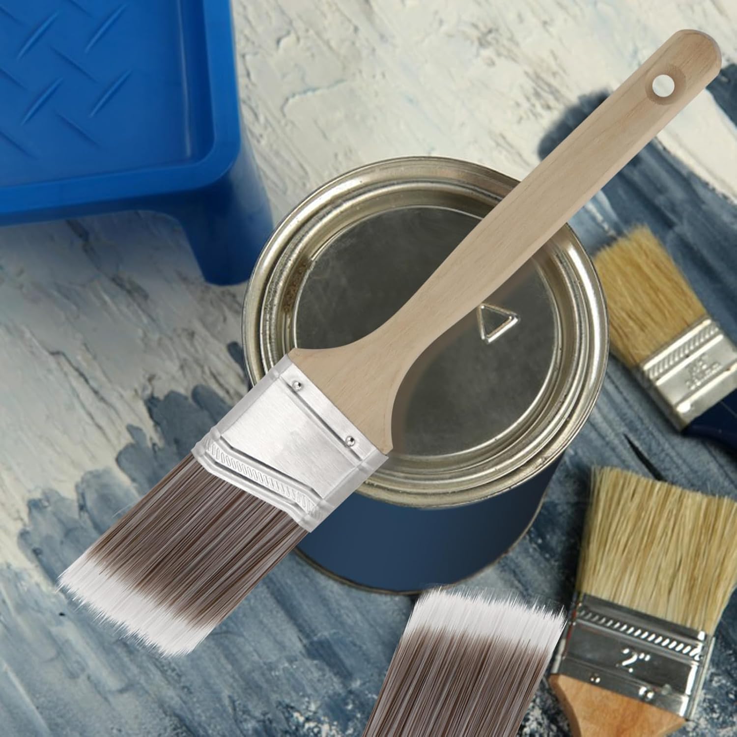 10 PCS 3 Inch Angle Paint Brushes for Acrylics, Stains, Interior & Exterior Use