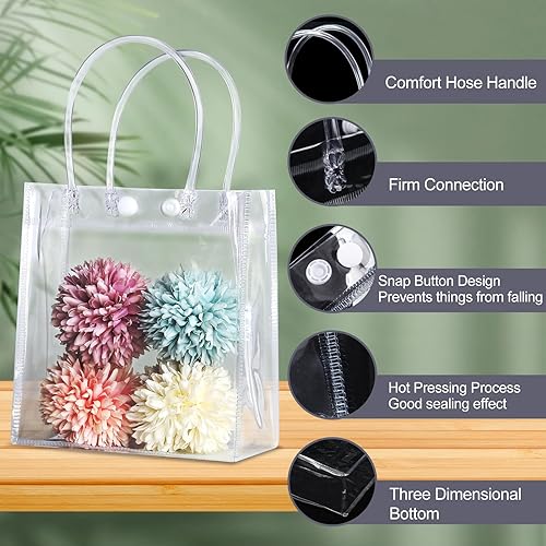Miniatura 2 de 25 bolsas de regalo transparentes con asa, bolsa de plástico reutilizable para regalo, pequeñas bolsas transparentes de PVC para regalos, compras,