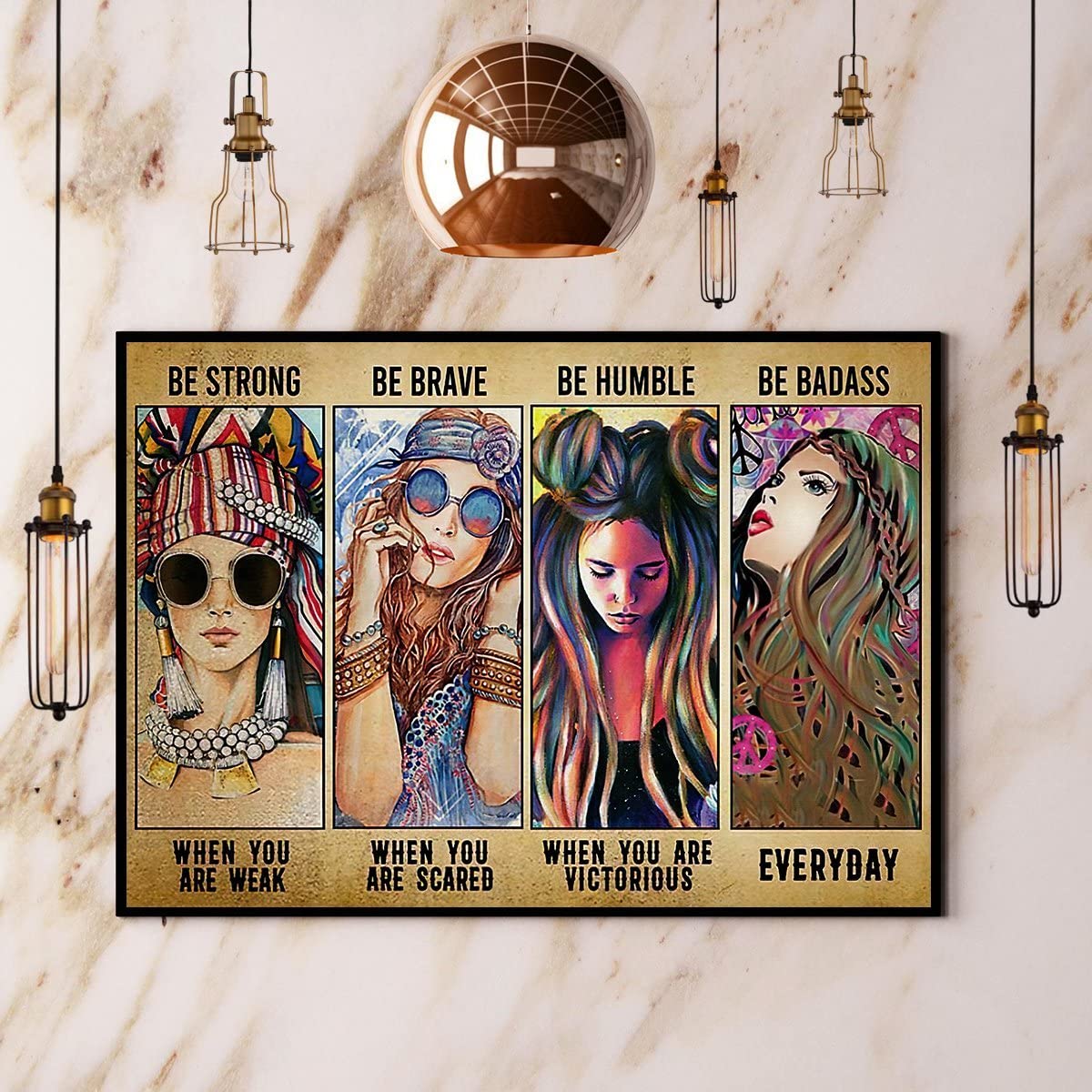 Hippy Girl - Spirit of Gypsy Hippie Fairy - Sunflower Logo-Vintage Metal Tin Sign Warning Sign Gift Garden Yard Sign Festival Decoration Family Farm Garage Art Wall Sign 12x8inch