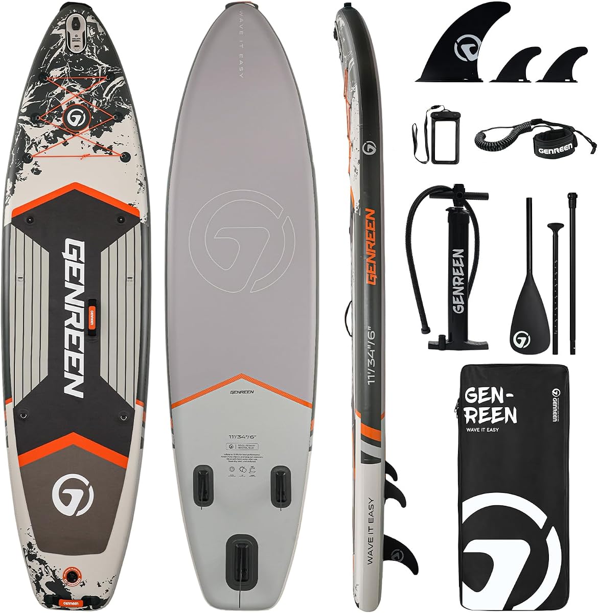 Tabla de remo Tabla de remo (extra grande 11'*33/34") Recién mejorada 2 capas laterales 450 libras Inspección de calidad × 5 tablas de remo Pesca Familia Se admiten mascotas