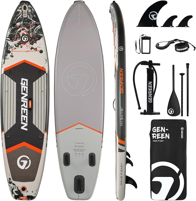 Tabla de remo Tabla de remo (extra grande 11'*33/34") Recién mejorada 2 capas laterales 450 libras Inspección de calidad × 5 tablas de remo Pesca Familia Se admiten mascotas