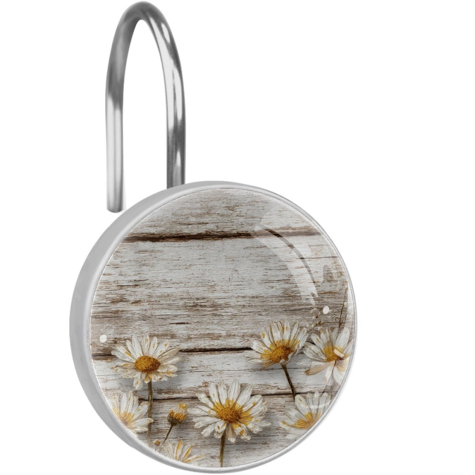 VAPOKF Shower Curtain Hooks, 12PCS Farmhouse Daisy Shower Curtain Hook for Bathroom Decors Home Bedroom