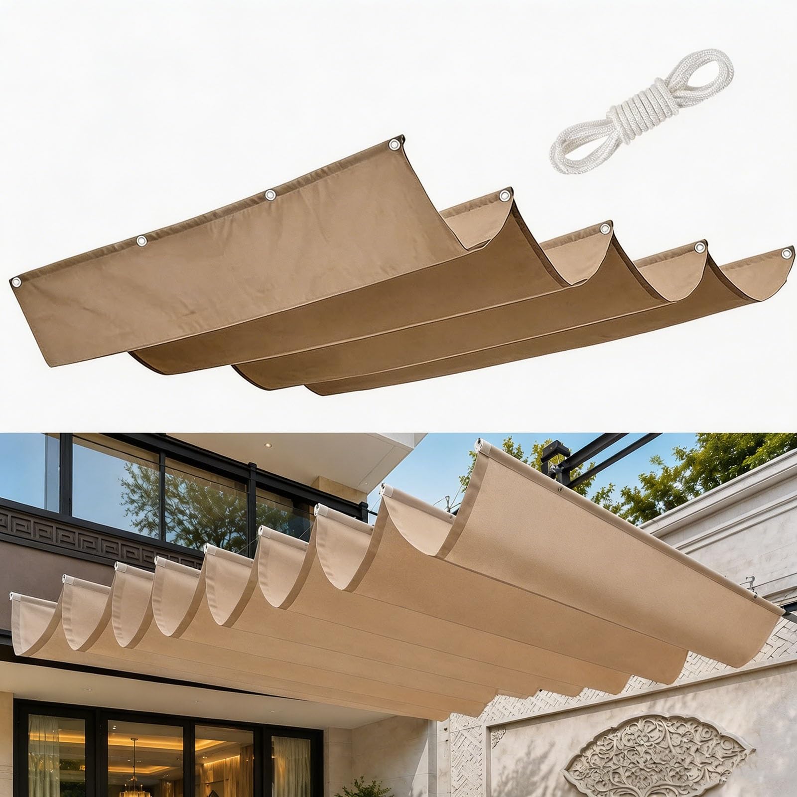 Voile d'ombrage rétractable imperméable 160x200 anti-vent filet pour terrasse