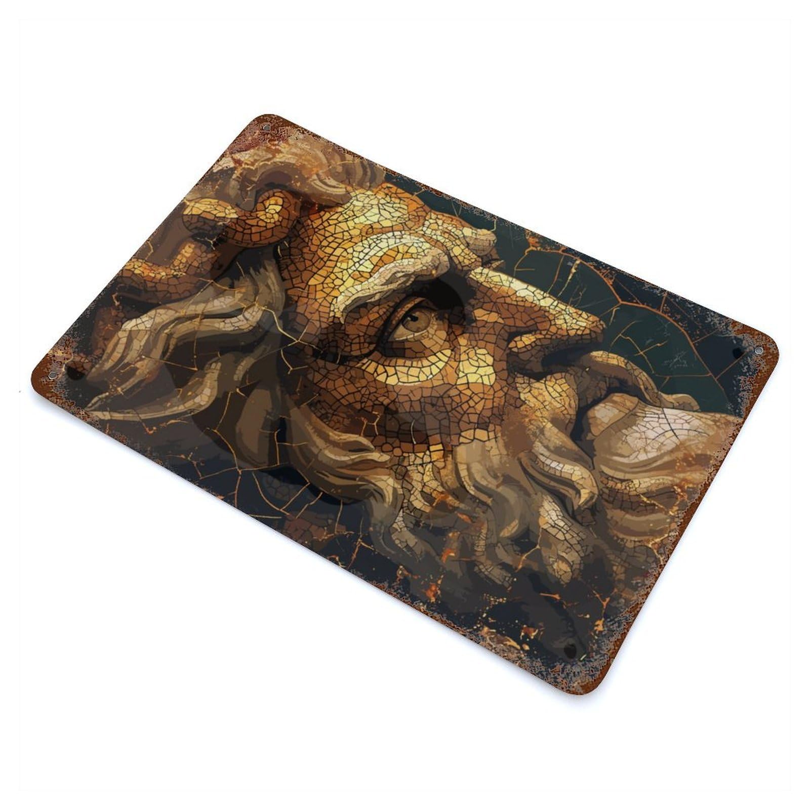 Decorative Tin Sign Zeus God Mosaic 11.8"x7.9", Novelty Wall Decor for Shed, Workshop And Garage Wall Decor