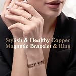 Anneau de drainage lymphatique & Bracelet en cuivre pour femmes, Anneau de détox magnétique et Bracelet de cuivre magnétique, 100% Cadeau de bijoux en cuivre pur solide