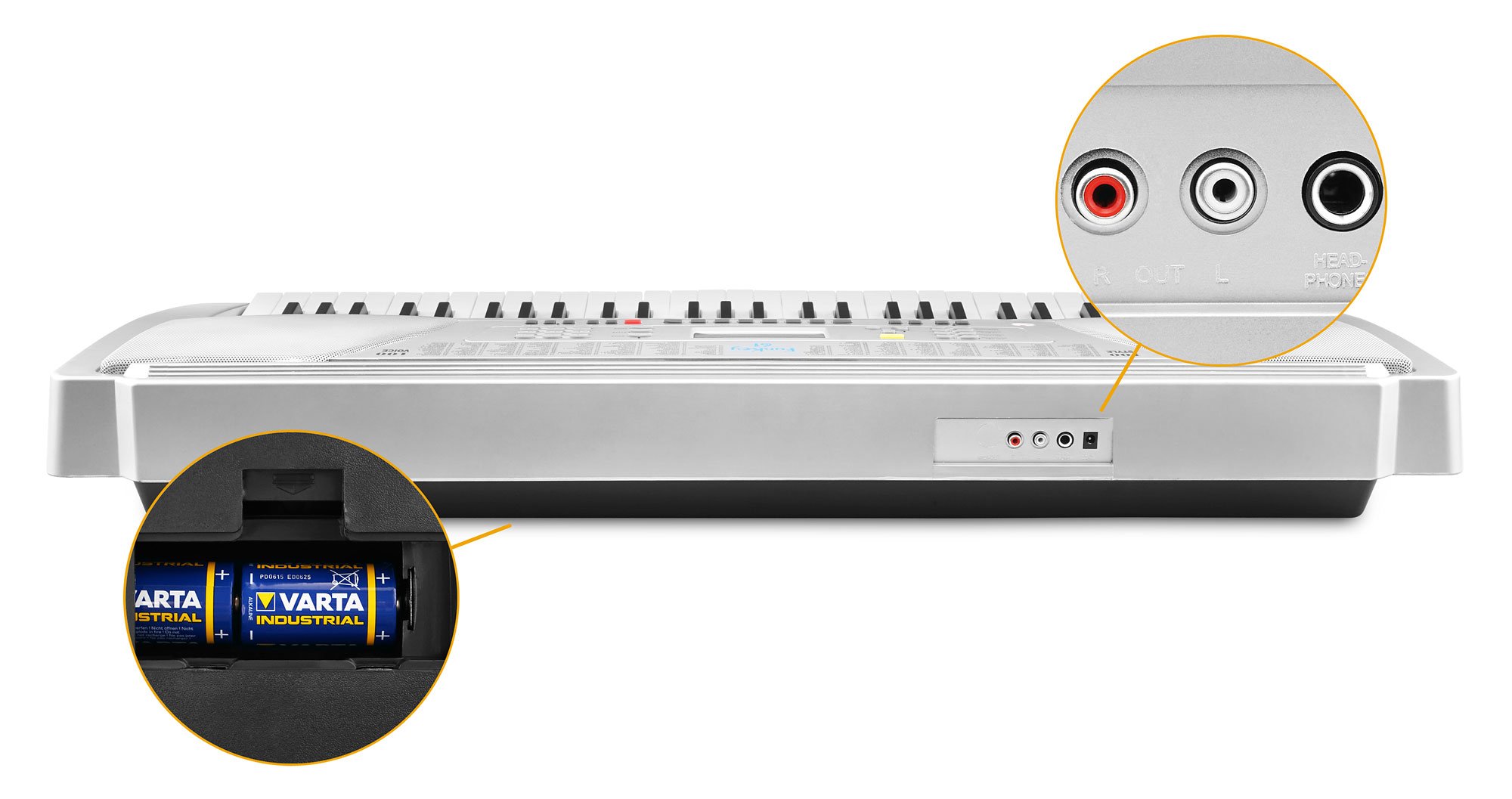 Clavier Funkey 61 SL Argent (61 touches, 100 sons, 100 rythmes, 8 morceaux démo, alimentation, pupitre)