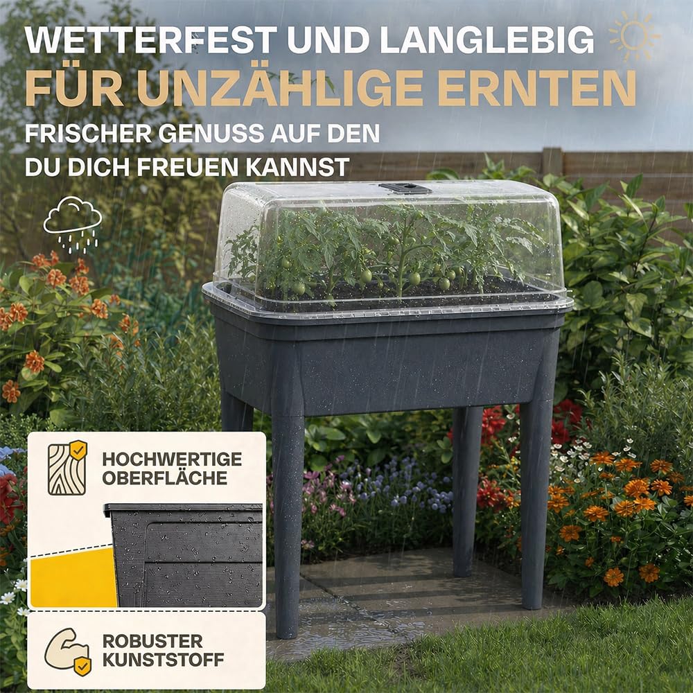 Ondis24 Hochbeet Valentina Frühbeet Gewächshaus Pflanzbeet Anzuchtbeet Anthrazit