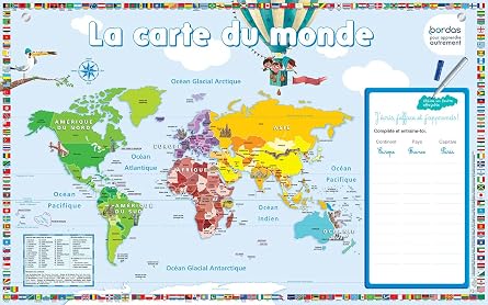 Générique Set de Posters Éducatifs Effaçables - La Carte du Monde