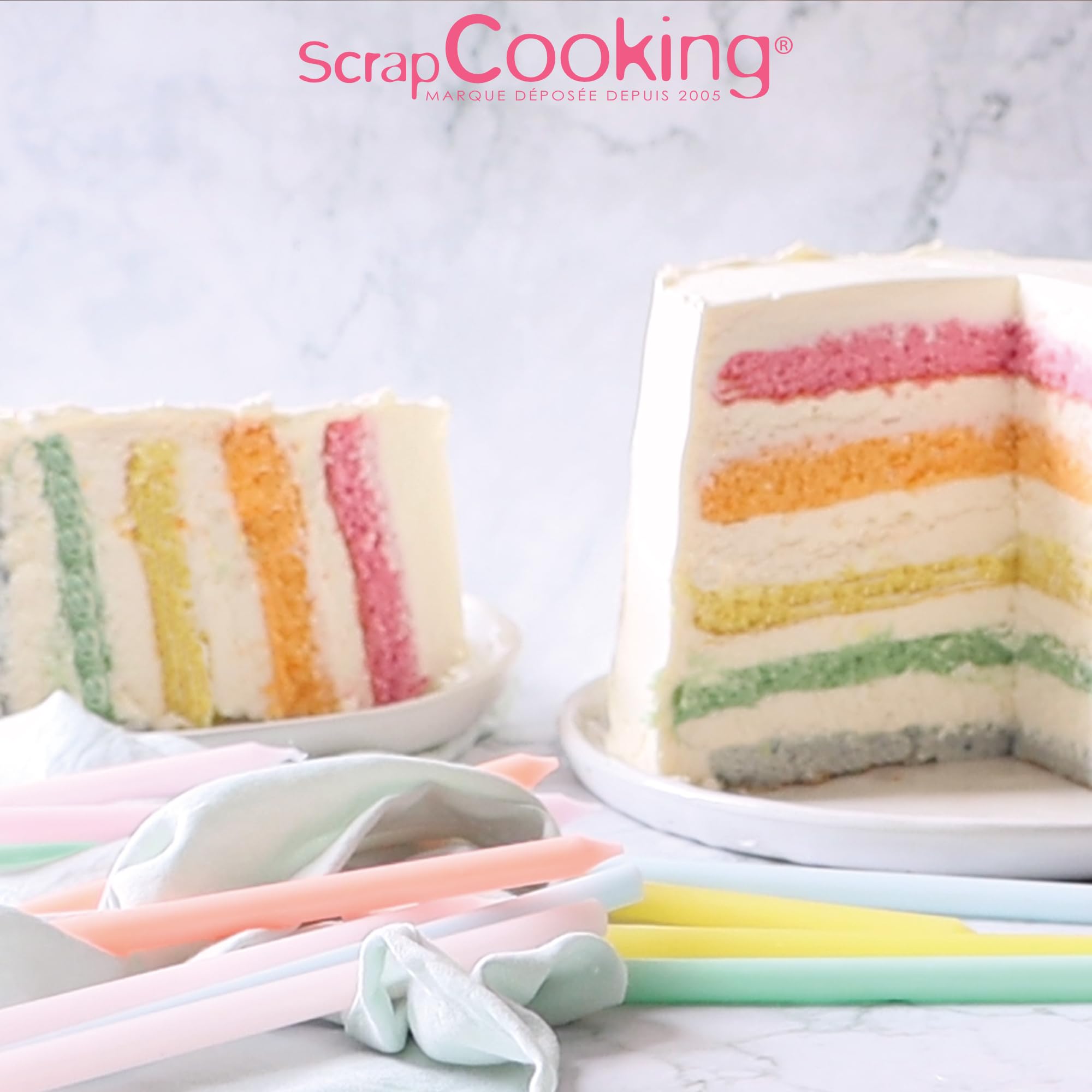 ScrapCooking - 5 foremek silikonowych Ø 18 cm - ciasto piętrowe, tęczowe torty, torty urodzinowe - Profesjonalne wypieki - 2065
