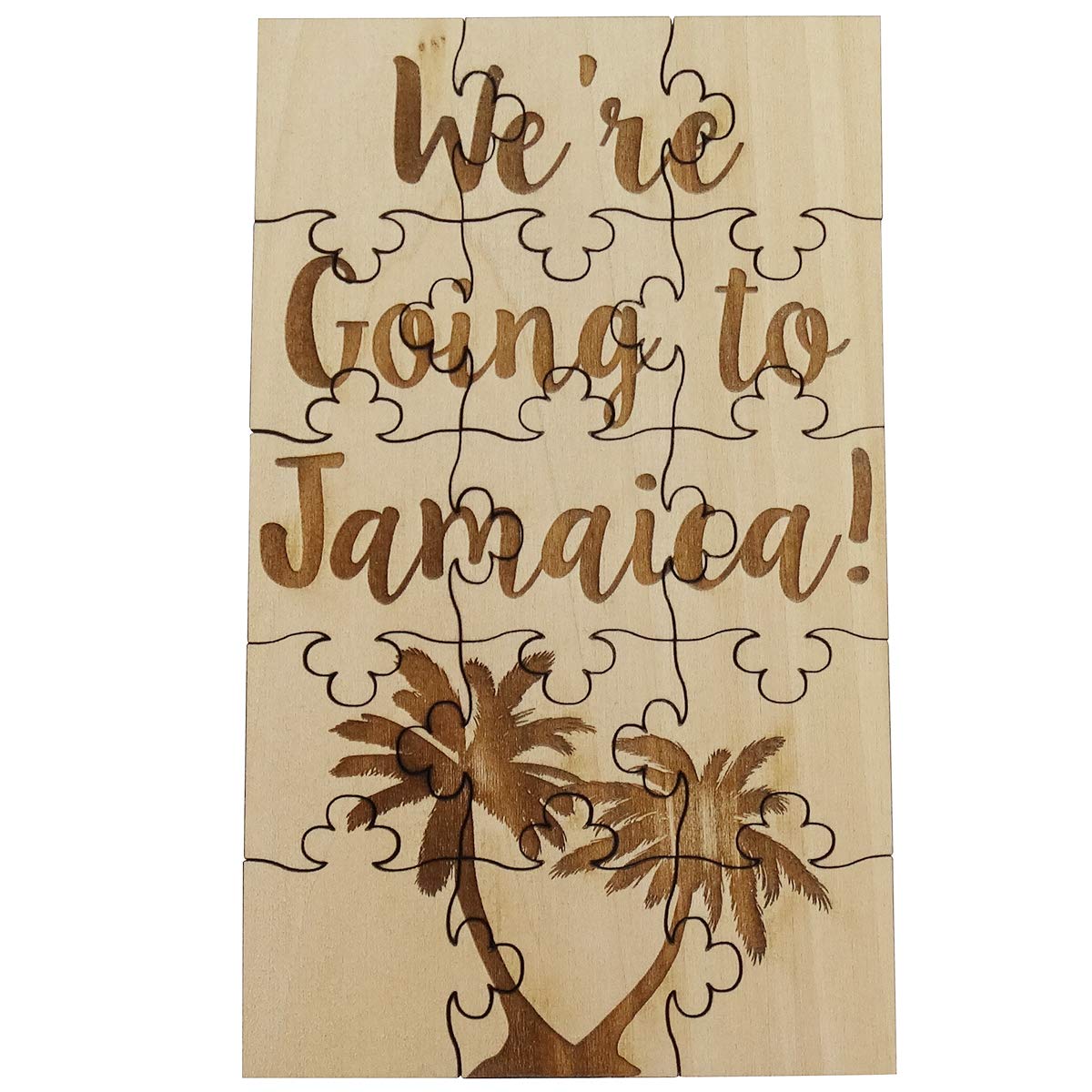 We're Going to Jamaica - 15 Piece Basswood Jigsaw Puzzle, Surprise Jamaican Vacation Trip Reveal