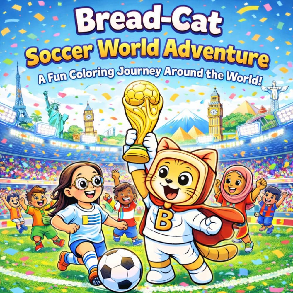 Bread-Cat Soccer World Adventure: A Fun Coloring Journey Around the World