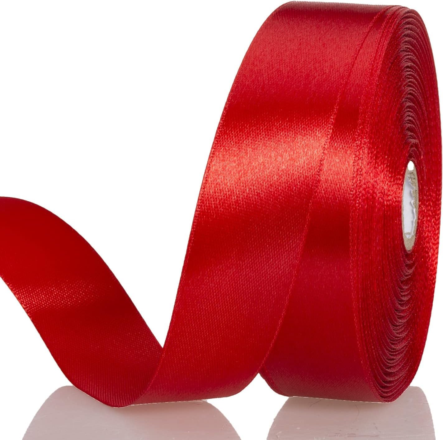 Multi-Purpose Double Side Satin Ribbon Roll of 18 Meters for Parties Decorations, Invitation Card, Gift Wrapping, and Craft, Project Work (Red, 0.5 Inch)-image-43
