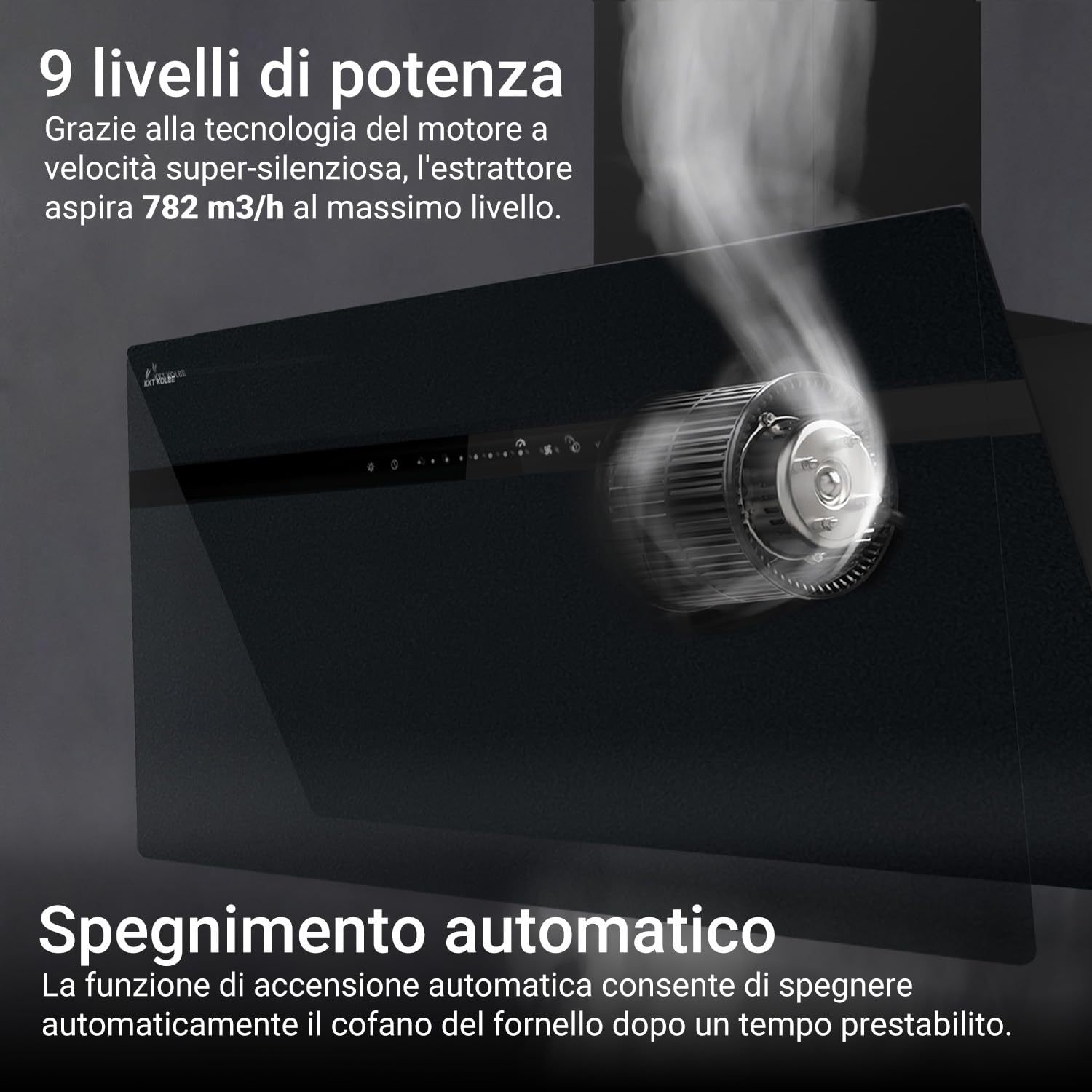 Hotte aspirante cuisine 80 cm | Inclinées | acier inoxydable | verre noir | WiFi | arrête automatiquement | éclairage LED RVB | Opération tactile | STYLE8005SMAO