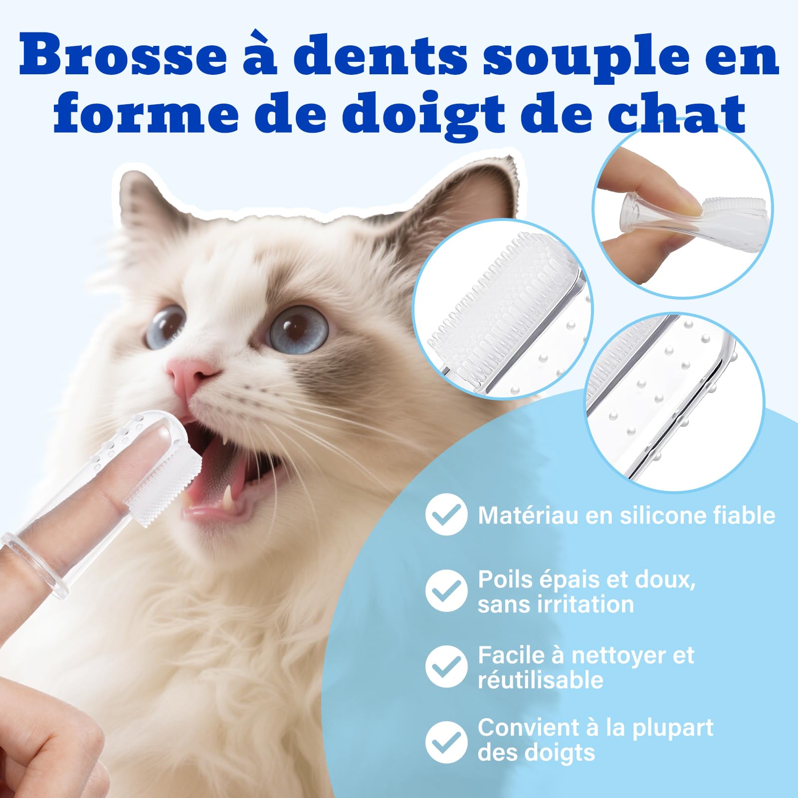 Dentifrice Chat, Goût de Thon, Inclus Brosse à Doigts et Brosse à Dents à Poils Souples, Formule douce pour haleine fraîche et soins dentaires, 30g
