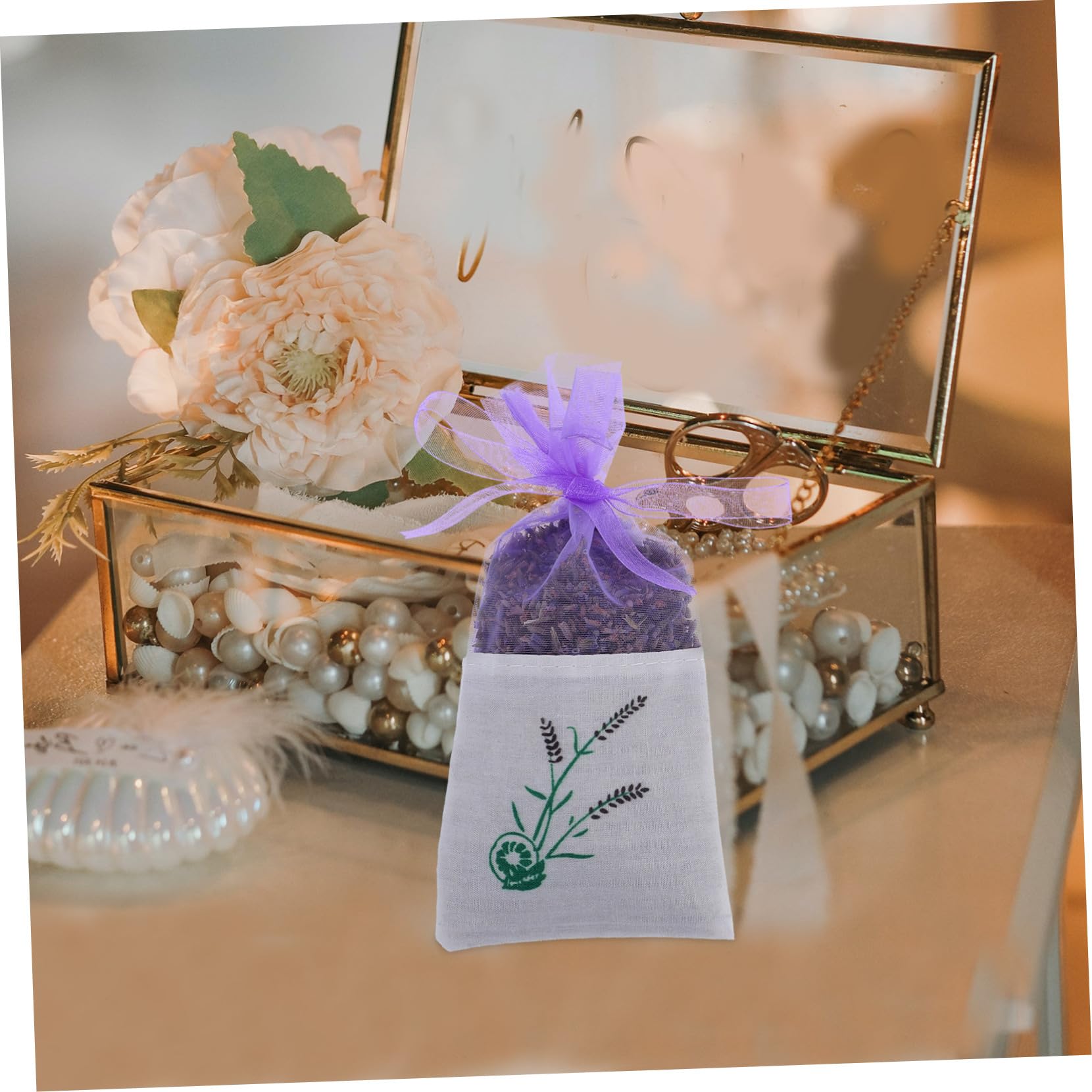 Bolsitas de Lavanda Vintage 20 Piezas, Organza y Algodón