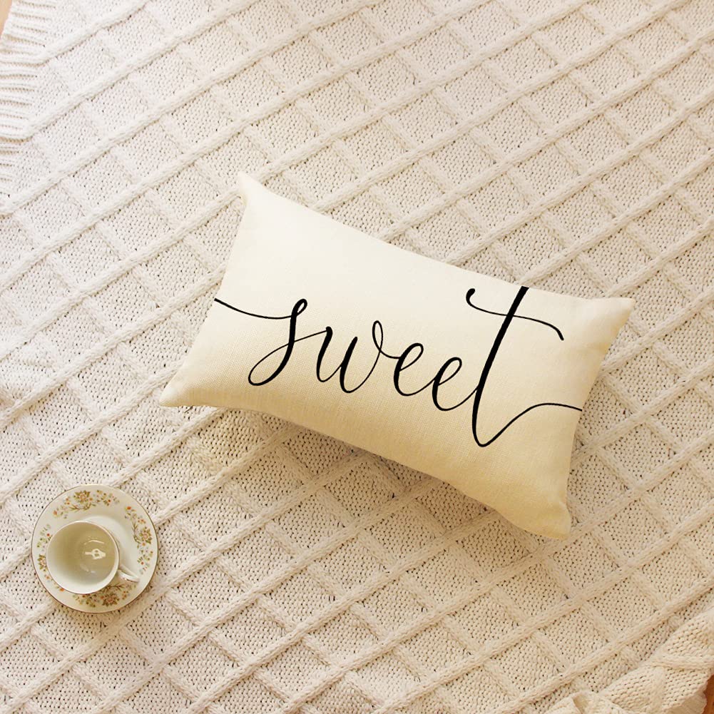 Federe Per Cuscino Lombare ULOVEYOURSELF – 2 Pezzi 30x50 Con Scritte E Ghirlanda – Stile Country