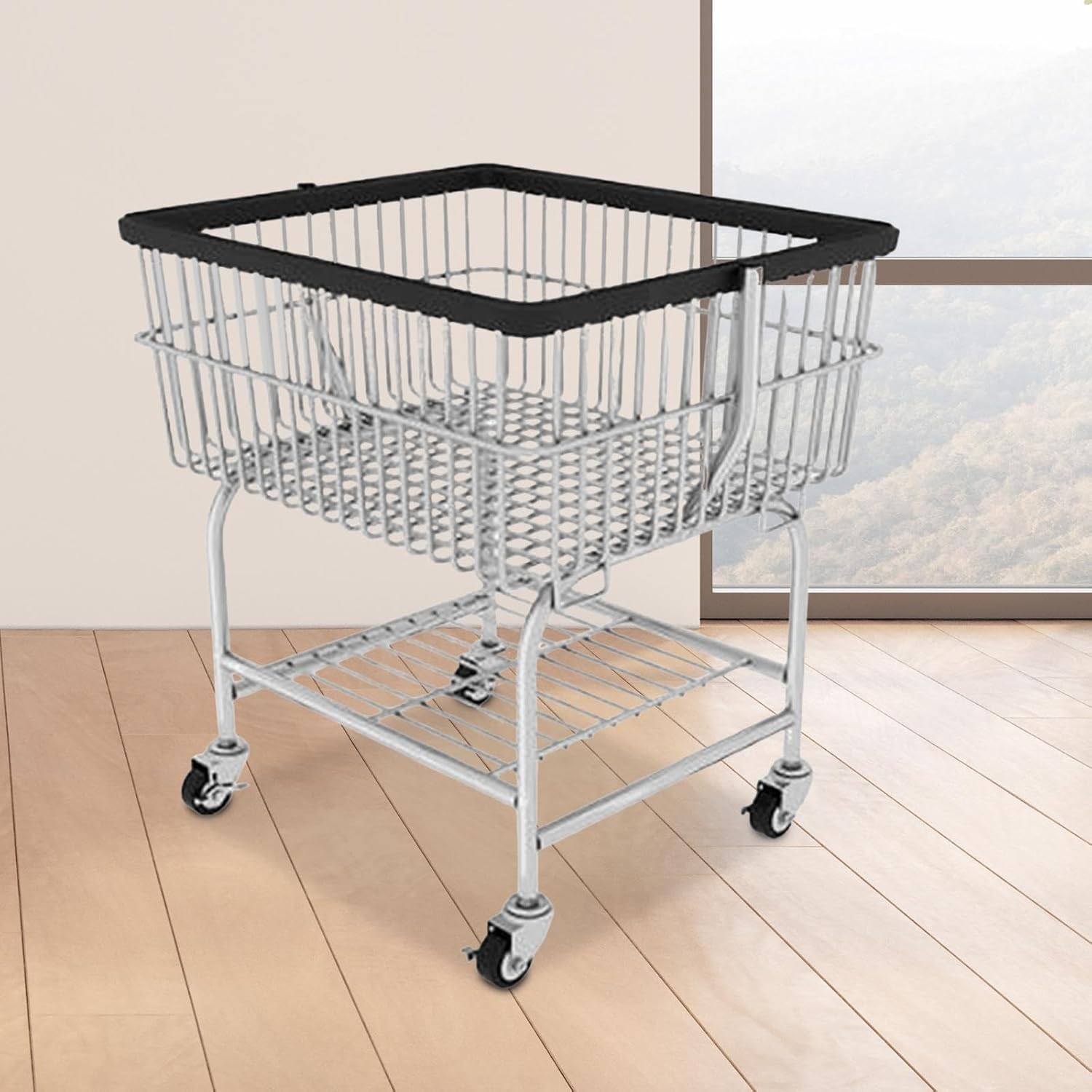 Toysmith 洗濯バスケットローリングランドリーカートホイールスペース節約組織商用ホテル衣類洗面所大容量