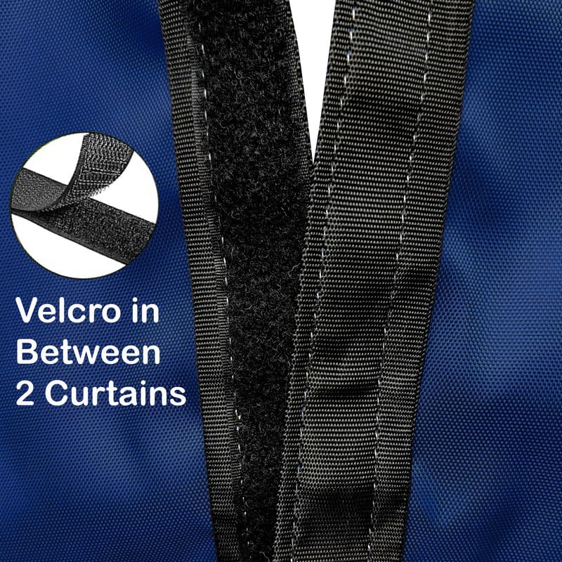 Image of Polyester with PVC Fabric Outdoor Waterproof Curtain with Top Eyelet Protect from AC, Sun, Dust & Rain Used for Balcony, Door & Window (Navy Blue Color 4.5 X 8 Feet, Pack of 2 Piece)