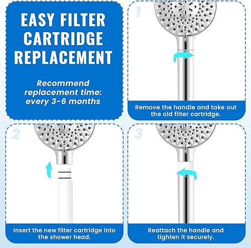 Miniatura 8 de Ryamen Paquete de 2 filtros de repuesto para cabezal de ducha de mano, filtro de ducha de agua dura que elimina el cloro, reduce la picazón en la