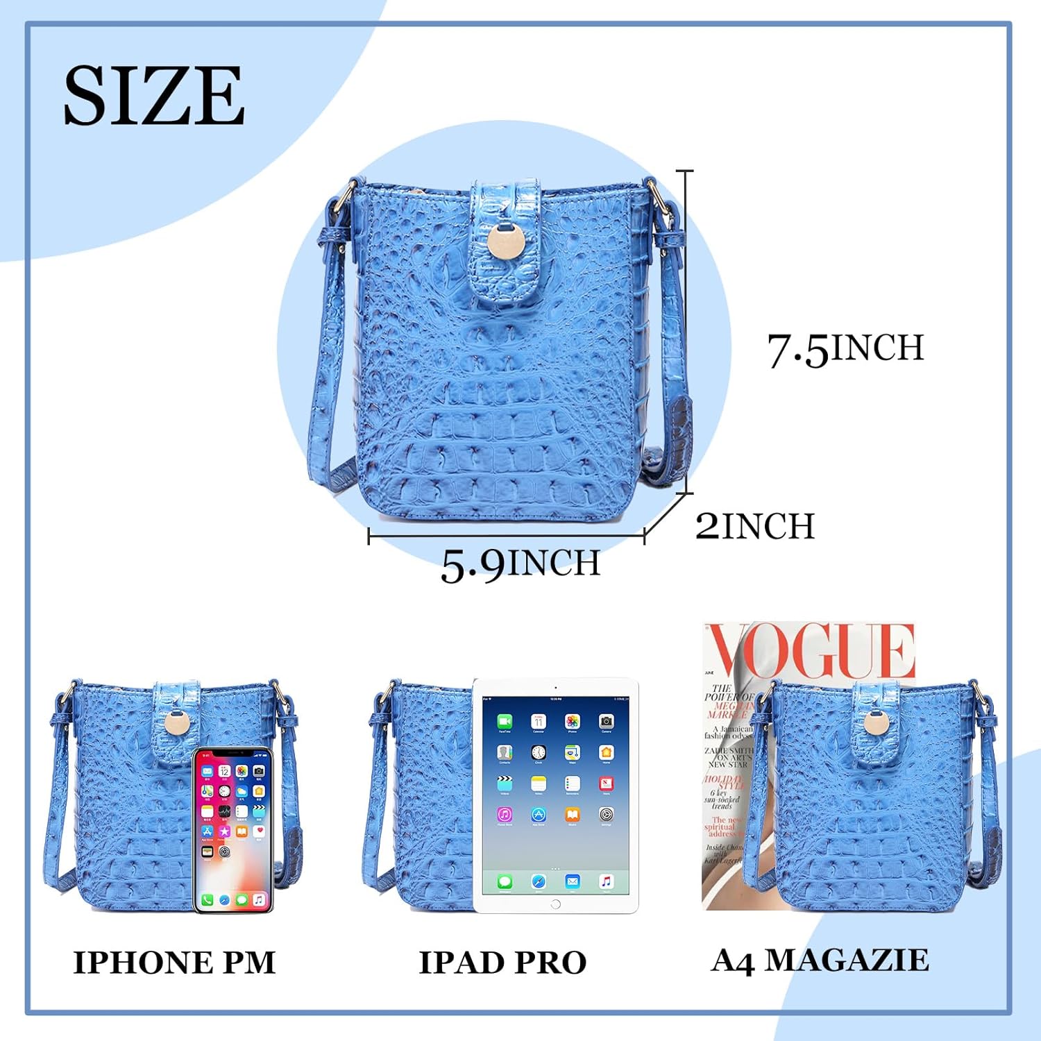 Crocodile Embossed Small Crossbody Bag Fashionable Magnetic Buckle Decoration Shoulder Women's Luxury Wallet - Image 4